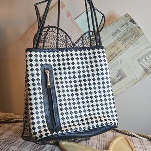 Stylish Black and White Checkered Tote Bag